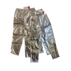Oops! Silver Metallic Pants Women's Party Clubwear Shiny Festival Trousers lot 3